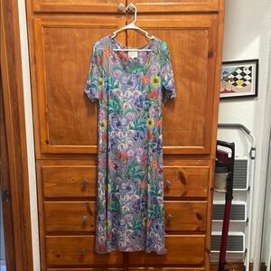 Johnny Was Blue and Pink Casual Maxi Sundress